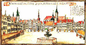 Neumarckt vom Mittag gegen Mitternacht an zu sehen - Nowy Rynek, widok od południa